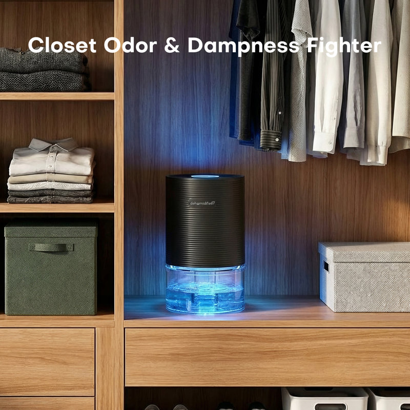  Kloudic Small Dehumidifier 26 oz, 3000 Cubic Feet (890 Sq.Ft/3hour) Compact Dehumidifiers for Home & Small rooms, Bedroom, Bathroom, Closet, RV, Black.
