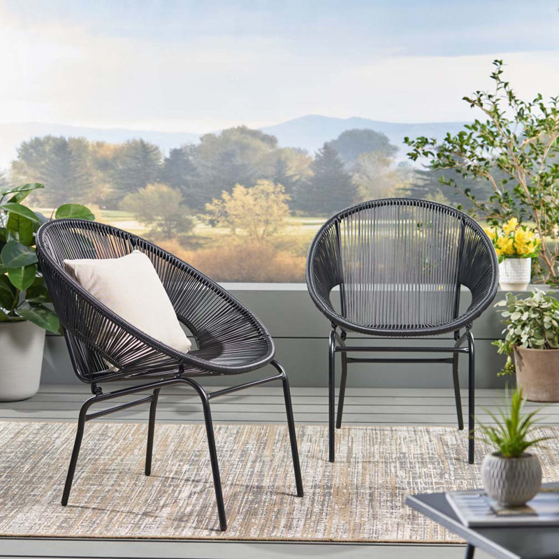 Outdoor Wicker Papasan Chair, Noir