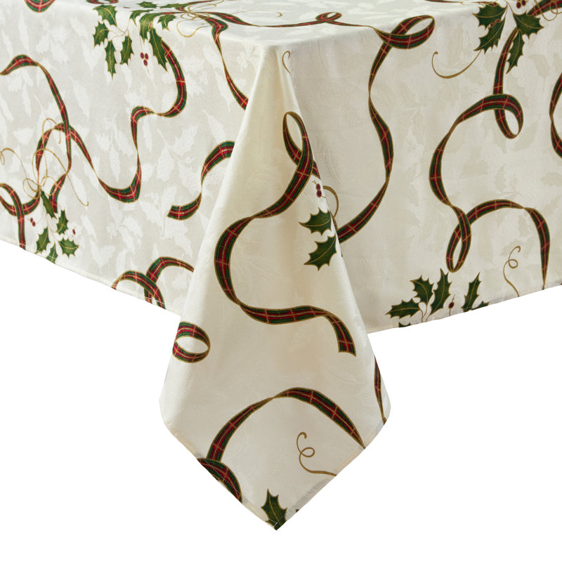 Lenox Holiday Nouveau Ribbon Tablecloth, Multicolor - 60"W x 84"L, 70"W x 70"L
