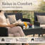 Ensemble de meubles de patio 4 pièces avec canapé, chaises et table Lavish Home (noir)-1132821277