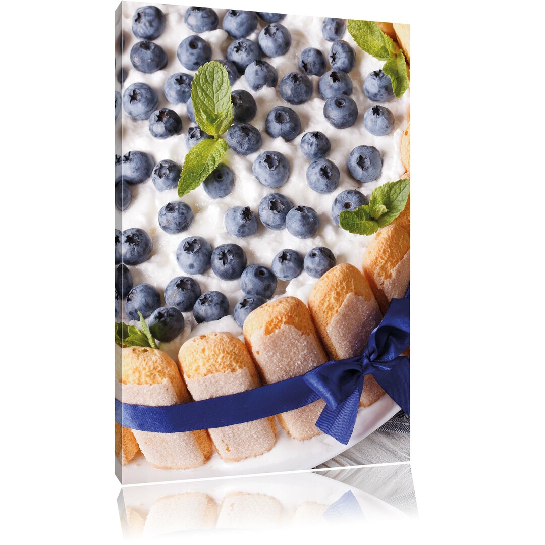 Leinwandbild Obsttorte Blaubeeren, Fotodruck