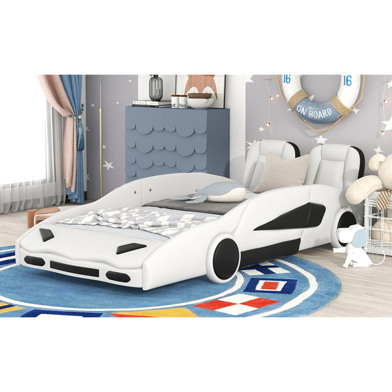 Lit plateforme simple en forme de voiture avec roulettes sans sommier