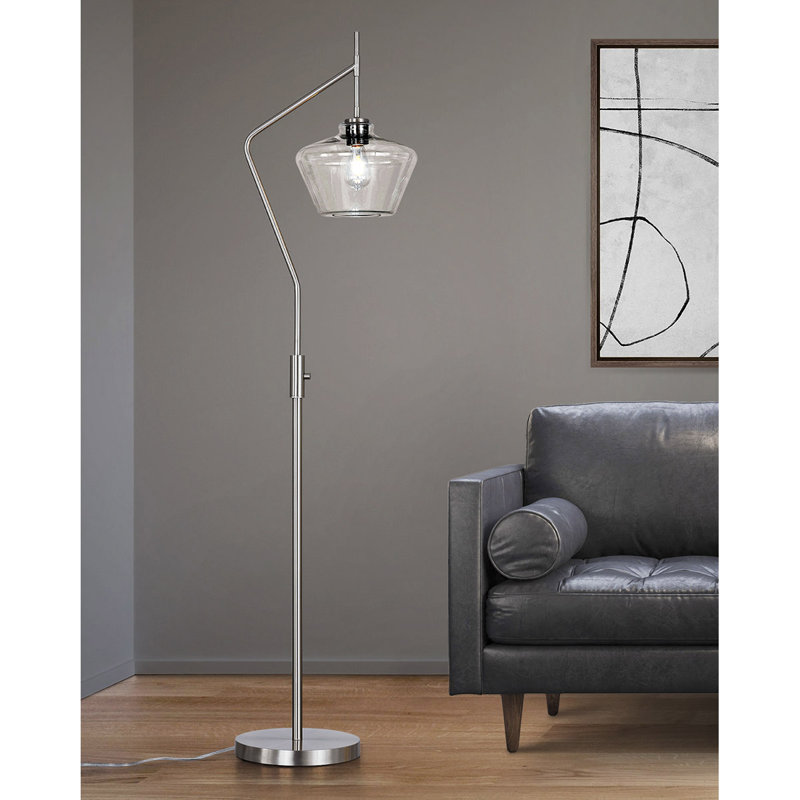 69'' Arched Floor Lamp, Clear, Brushed Nickel