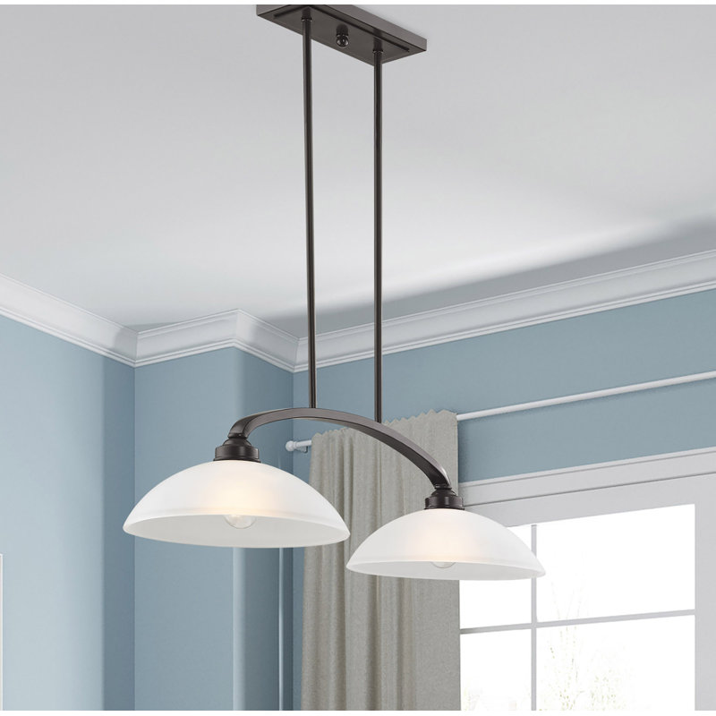 Luminaire suspendu linéaire à 2 lumières pour îlot de cuisine Anola, Bronze anglais