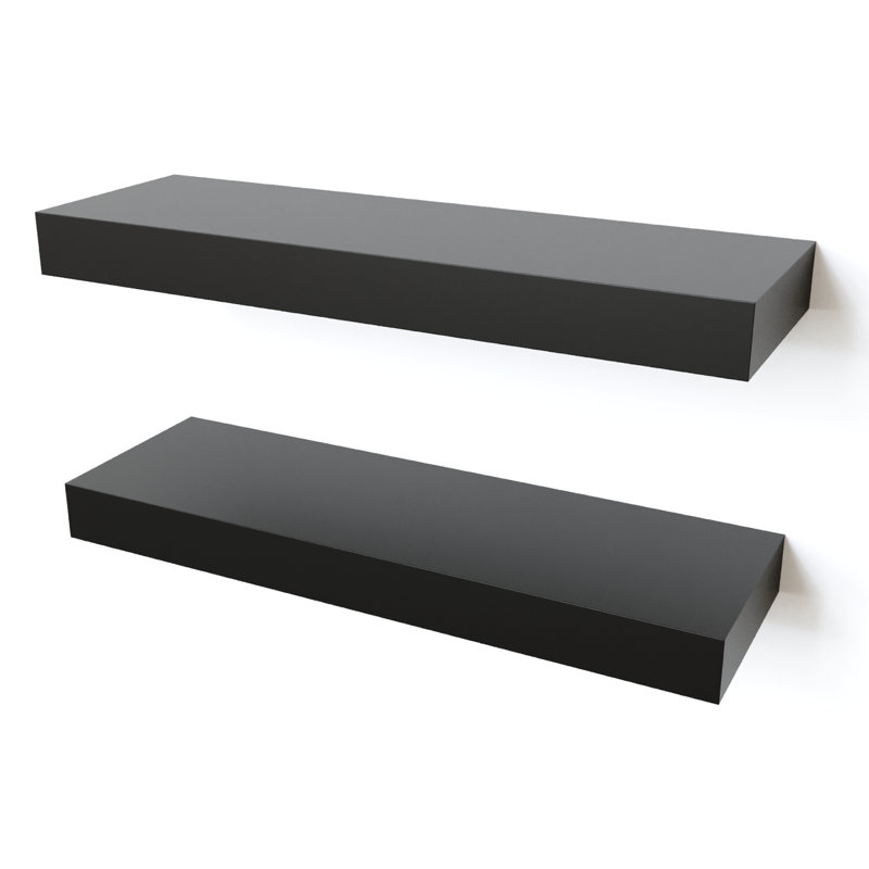 Elbur Manufactured Wood Floating Shelves, Black, 1.5" H x 16" W x 5" D