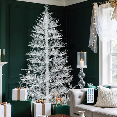 6ft White Birch Prelit Christmas Tree with 300 LED Lights and Remote Control