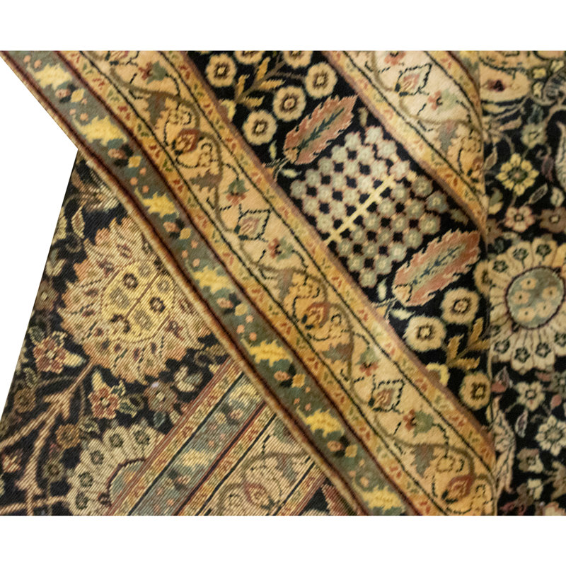 Hand Knotted Wool Area Rug in Black