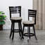 Tabouret pivotant à hauteur de comptoir 24 po, siège en tissu beige et dossier à lattes élégant, structure en bois franc-2139697225