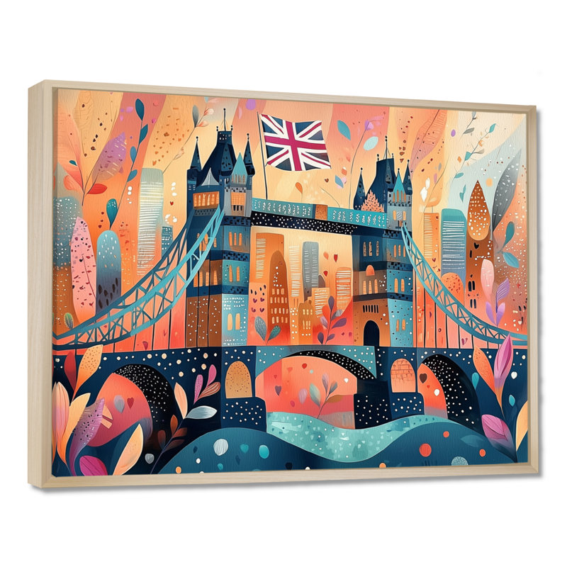 Pop Art Tower Bridge Lights in London, Royaume-Uni, art mural, H 24 po x l 32 po, Crème, crème