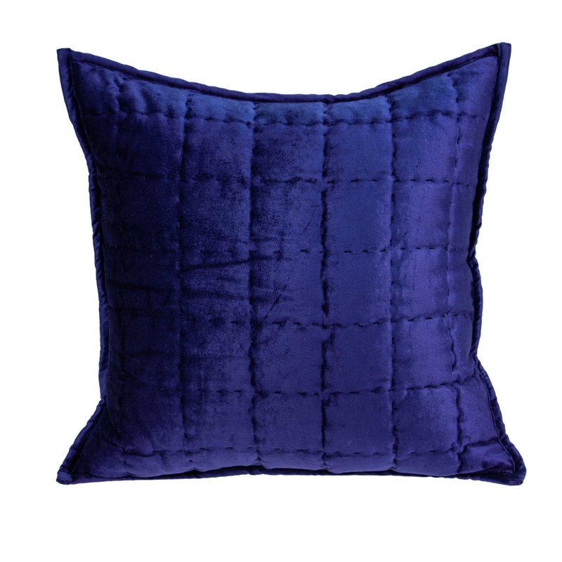 Royal Blue Quilted Cotton Viscose Square Pillow with Poly Insert