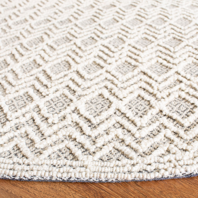 Tapis gris / noir en laine touffeté à la main Hamlin, Rectangle 8 pi x 10 pi