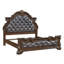 Lit de luxe formel traditionnel à finition brun foncé avec tête de lit capitonnée et détails complexes décoratifs dorés, meubles de chambre à coucher 1pc-1520963156