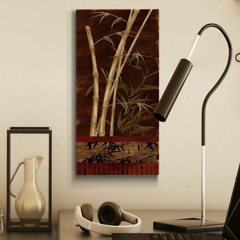 Bamboo Garden I - peinture sur toile tendue, H 16 po x l 8 po x P 1 po