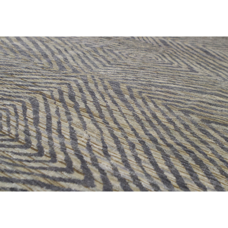 Hand Woven Silk and Wool Geometric Area Rug