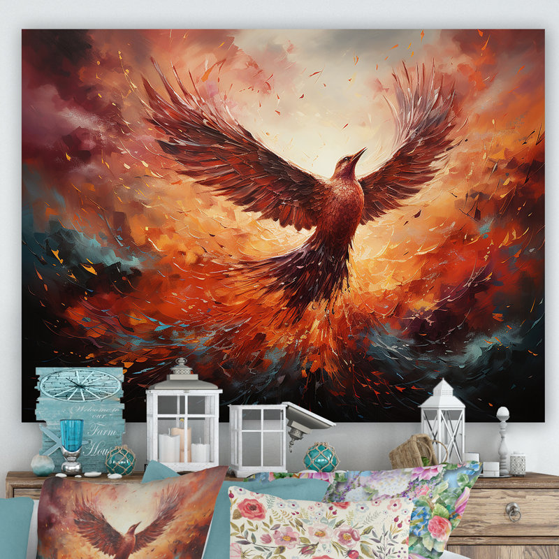 Reproduction d'art sur toile, "Resurg Phoenix Rebborn I", Toile tendue, H 16 po x l 32 po x P 1 po