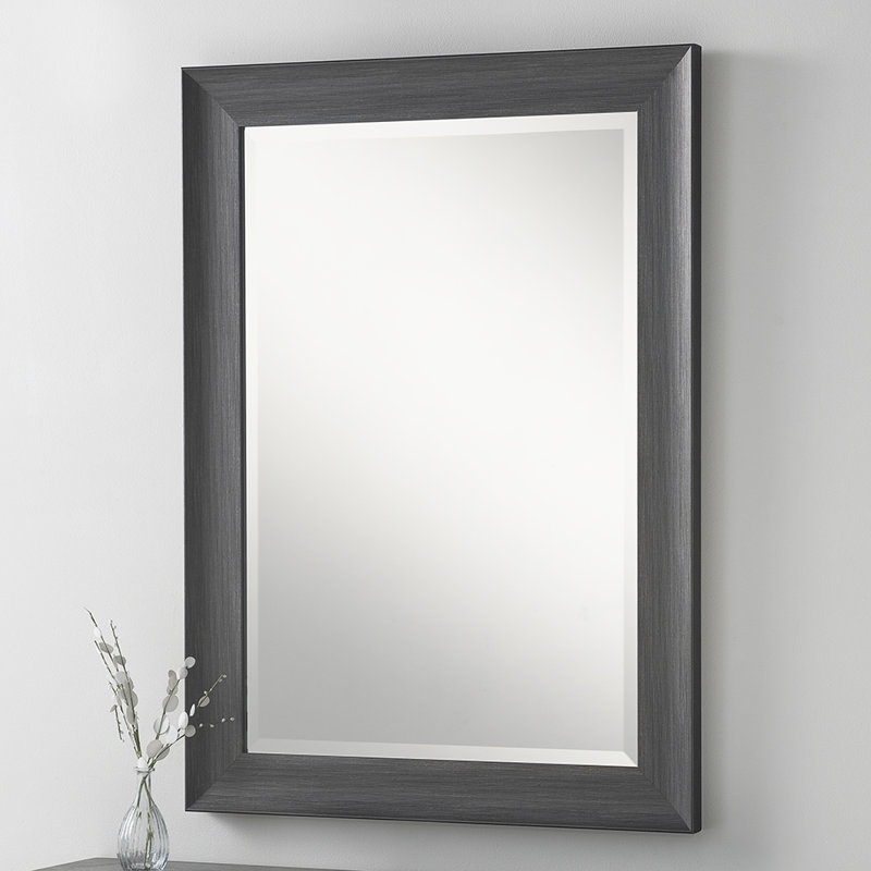 Greenlawn Curved Profile Grey Accent Wall Mirror, 61cm H x 76cm W, Dark Grey