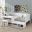 Lit de jour simple en bois avec tablettes intégrées et bureau de rangement-1361130138