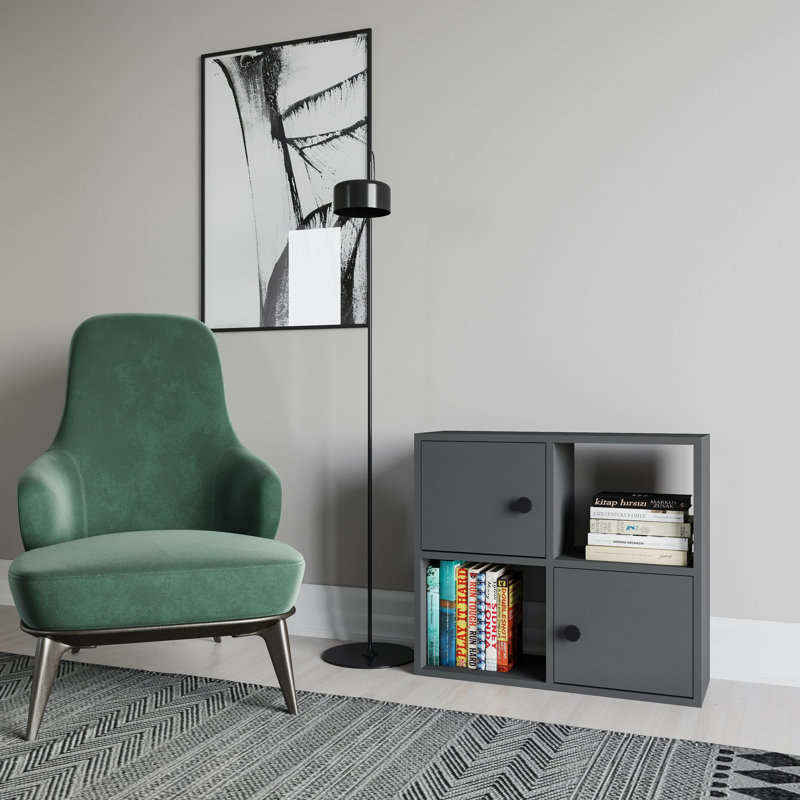 Tuttle 62.6cm H 72cm W Bookcase, Anthracite