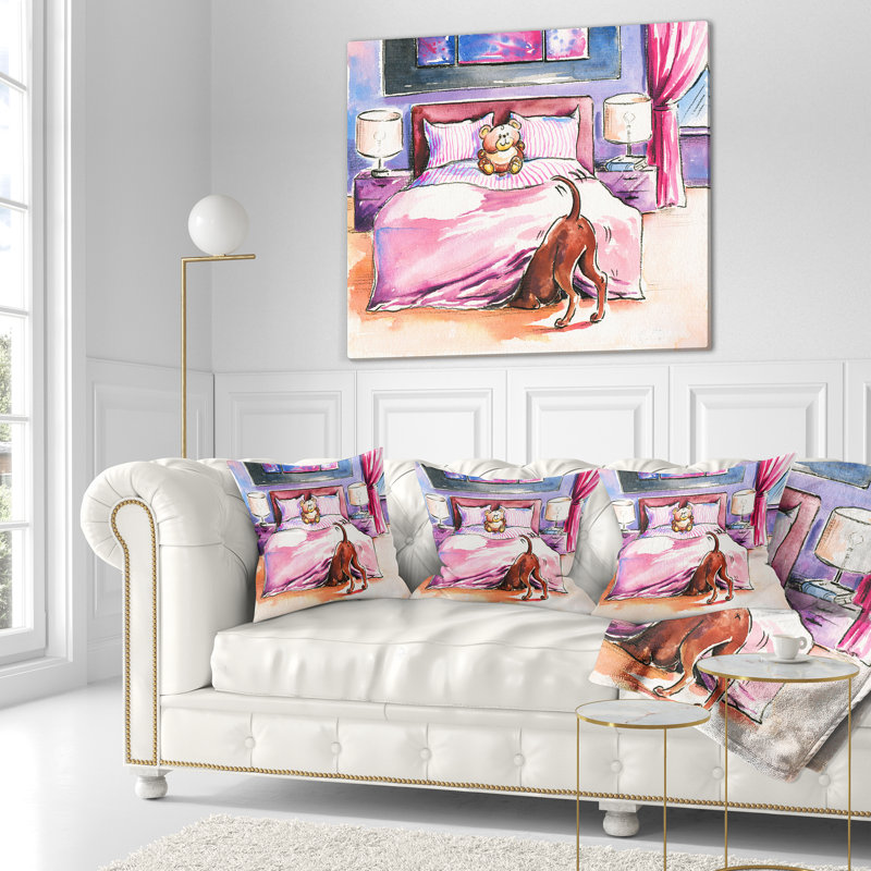 Coussin de chambre à coucher animal dog, 16 po x 1 po, Coussin décoratif