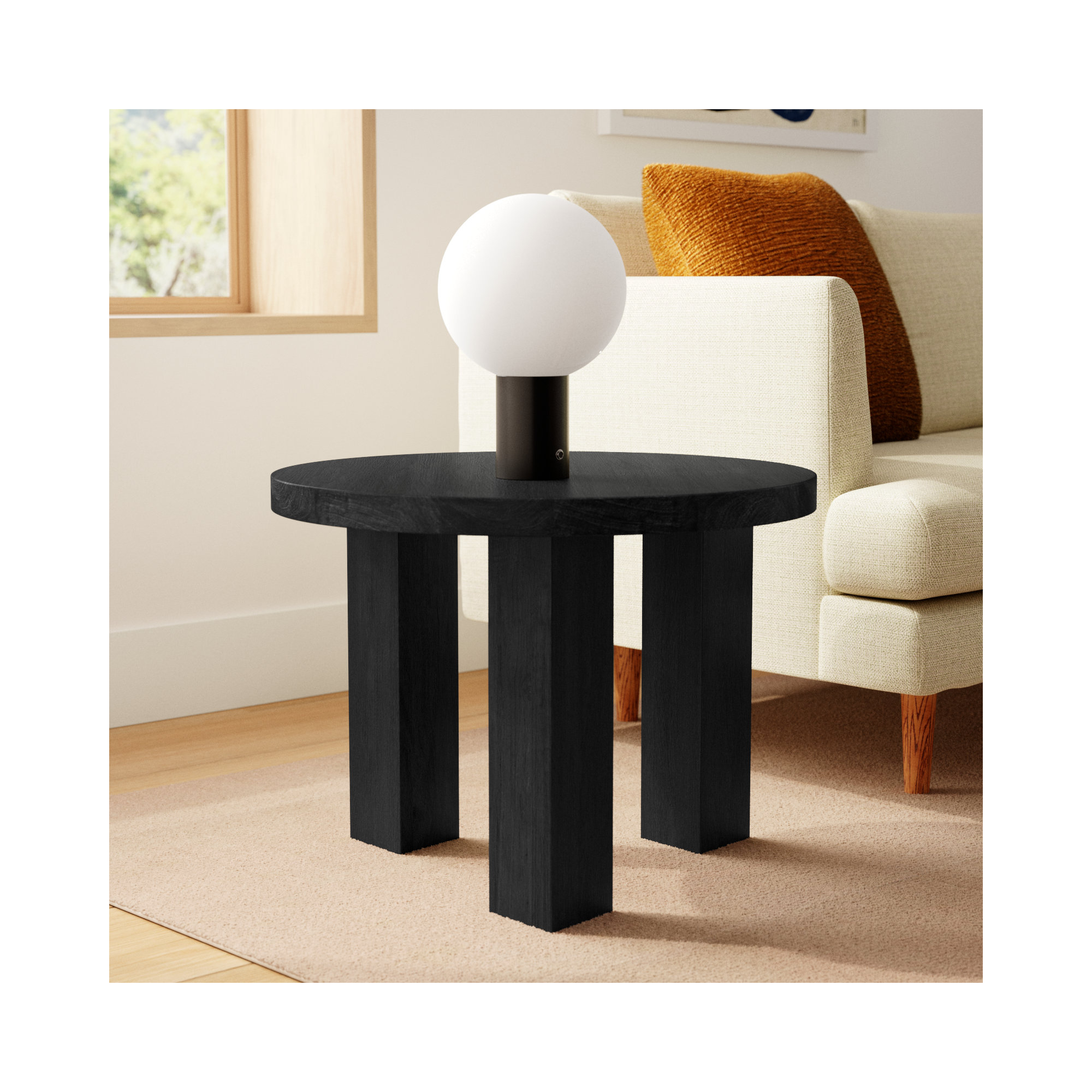 Siham Solid Wood End Table, Ebony Parawood