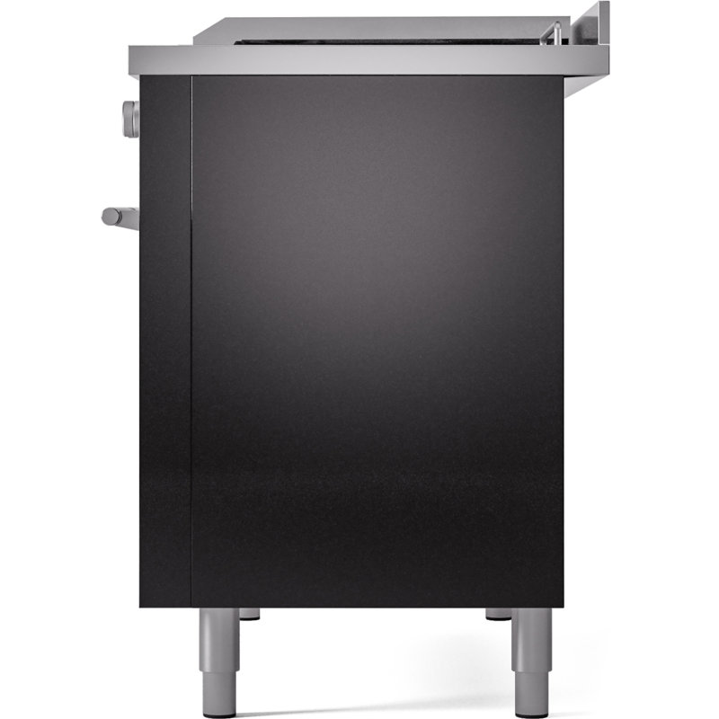ILVE ProfessionalPlus II 48 Dual Fuel Range, knobs, Glossy Black, Liquid Propane