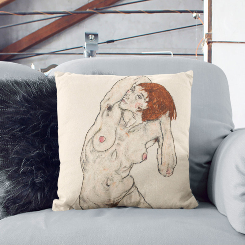 Portrait Of A Woman Vol.7 By Egon Schiele Square Throw Cushion, 55cm H x 55cm W x 20cm D