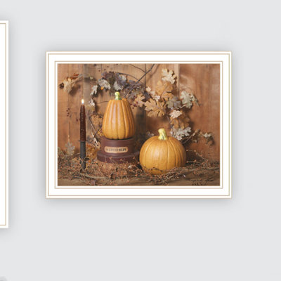 2 amis et citrouilles, art mural: cadre blanc, multicolore brillant Pour le salon de la chambre à coucher. Fabriqué en. 20 po x 18 po, citrouilles de 5 lb. Superbe multicolore pour la chambre à coucher.