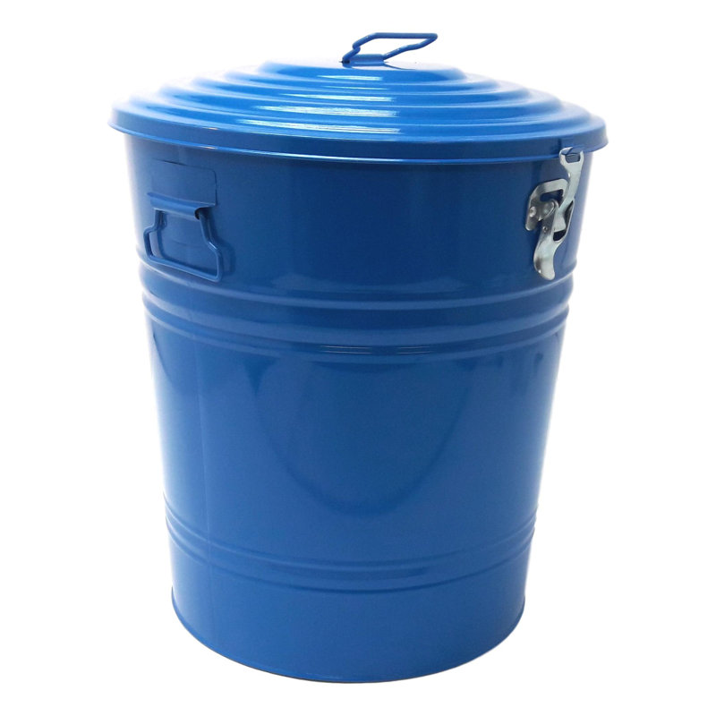 Bac de recyclage en acier émaillé galvanisé, Bleu, H 22 po x l 15 po x P 15 po