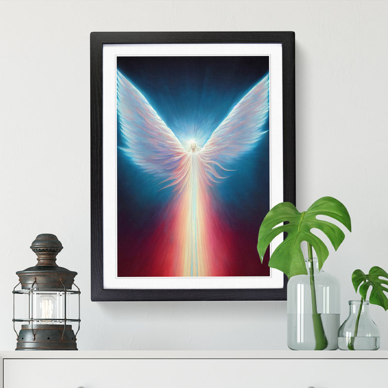 FRM-V0523-72X Angel - Single Picture Frame Print, Black Framed, 64cm H x 46cm W x 2cm D