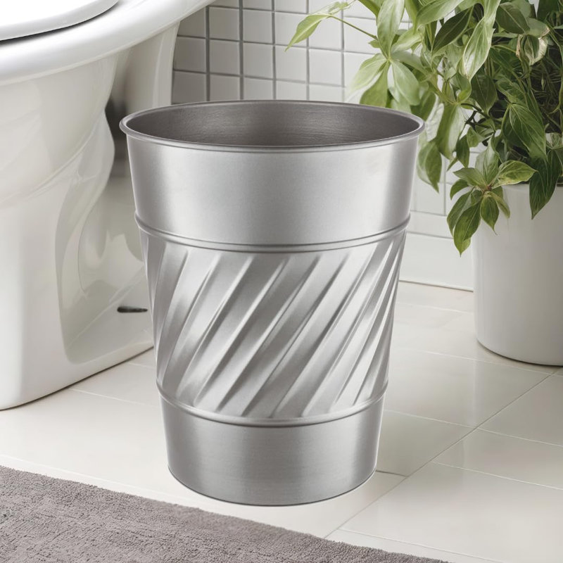 Poubelle en métal gaufré Pewter