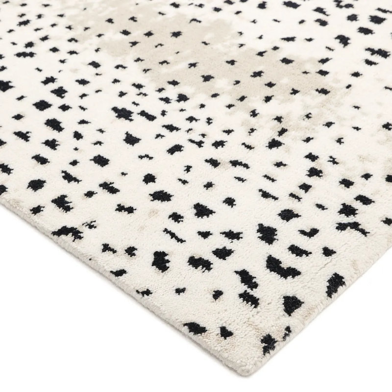 Louis Animal Print Hand-Knotted Wool/Cotton Ivory Area Rug, Rectangle 5' x 8', Blue