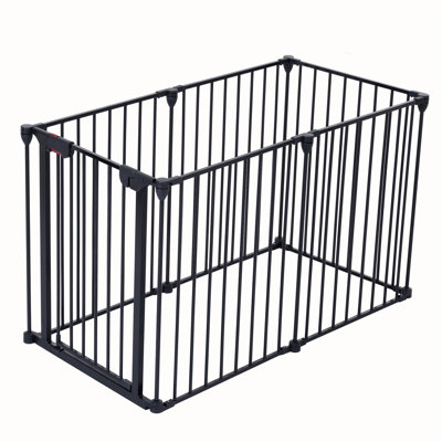 150" Adjustable Safety Gate 6 Panels Play Yard Metal Doorways Fireplace Fence Christmas Tree Fence Gate For House Stairs Gate Prohibited Area Fence