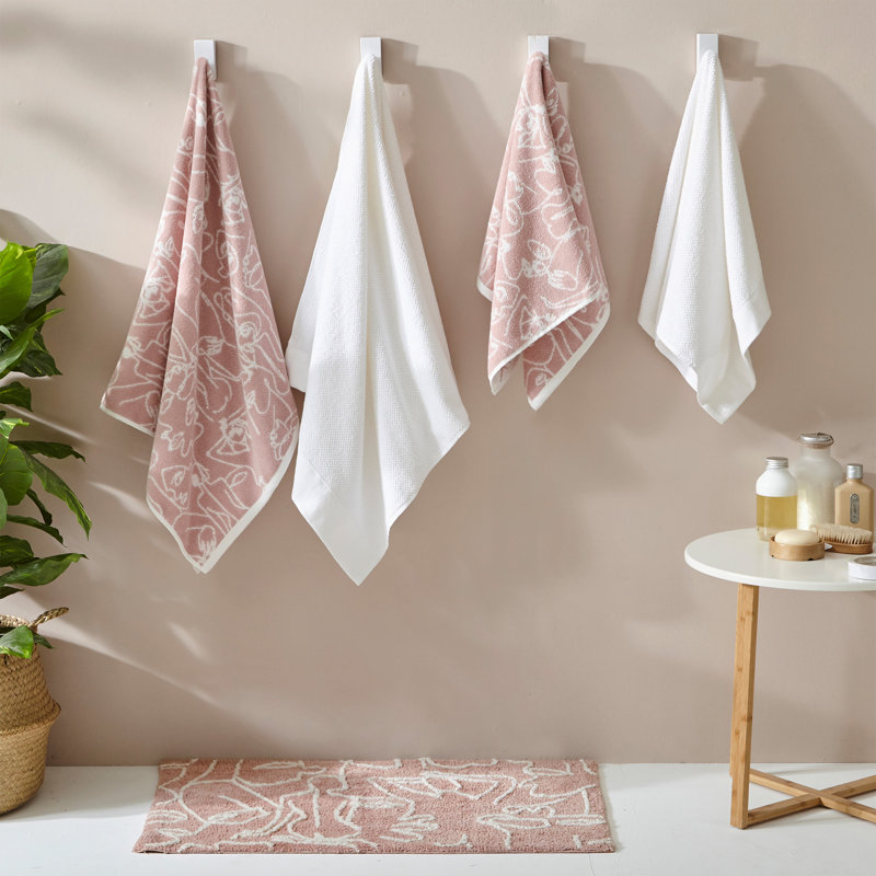 100% Cotton Midweight Jacquard Hand Towel, Blush