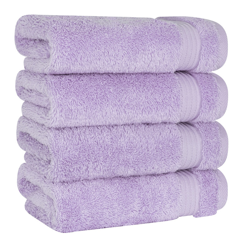 100% Cotton Turkish  Hand Towel Set, 4 Piece Soft, Absorbent Hand Face Towels, Lilac