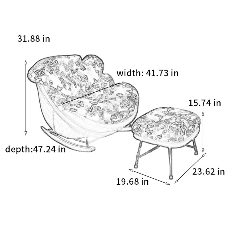 Chaise berçante confortable et élégante, Noir, noir, noir, noir