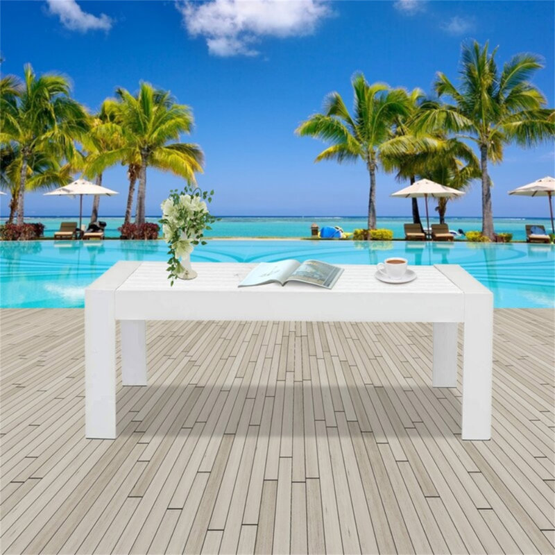 Petite table de bout en aluminium blanc avec tables basses et meubles de jardin