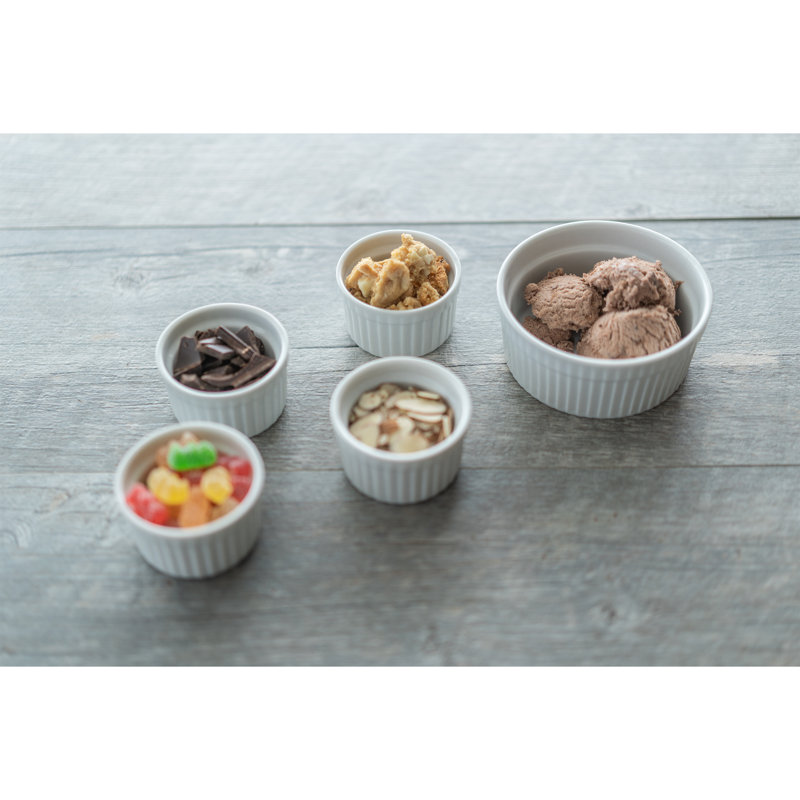 Classic White Porcelain Round Ramekin Dish Set, 6-Ounce Capacity