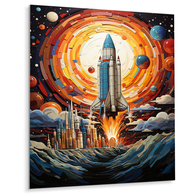«Moon Space Shuttle Blaze» sur métal, H 20 po x l 12 po x P 1 po