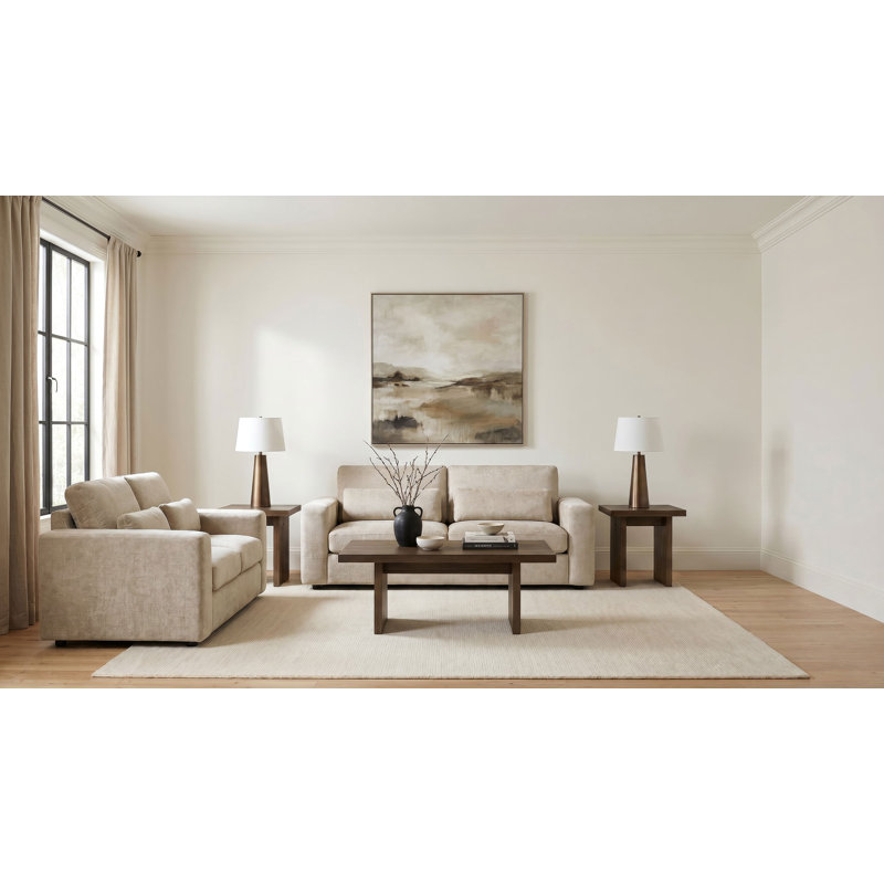 Ensemble de canapé en chenille Seguin , 2 pièces: causeuse, canapé, Beige