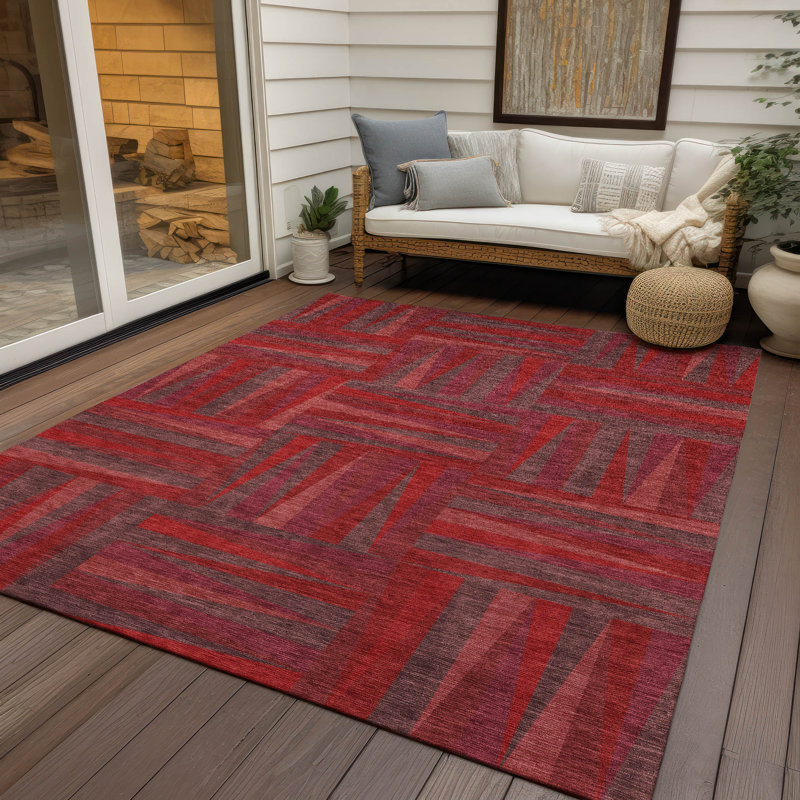 Azura Red Washable Indoor-Outdoor Rug - , 8' x 10'