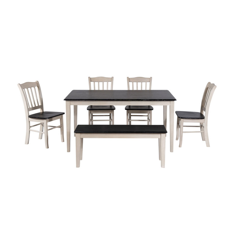 Weldy 6 - Person Dining Set, European Black Ash/Antique White