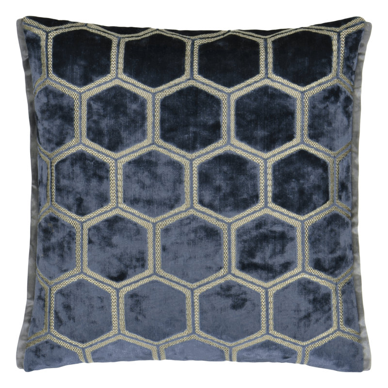 Manipur Velvet Decorative Pillow, Midnight, 17"H x 17"W