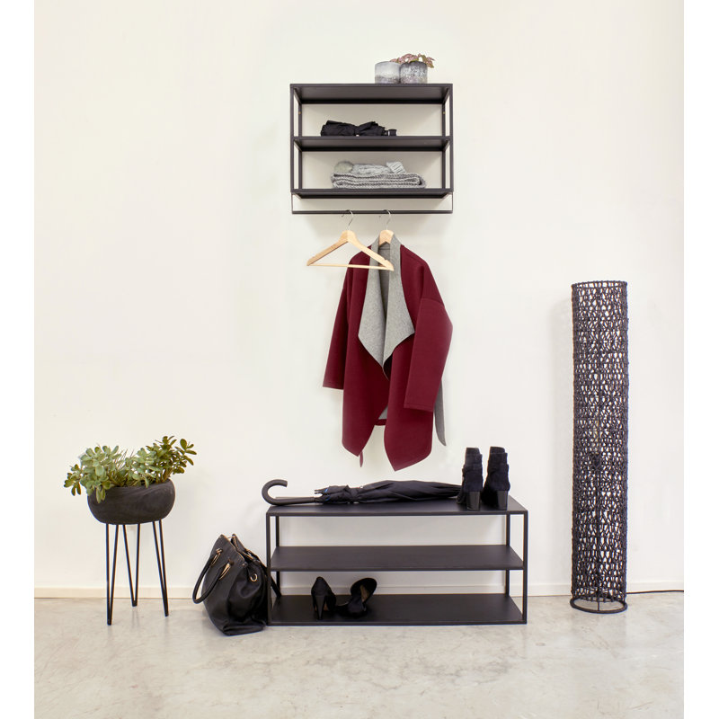 Bergin 90cm W Metal Shelving Unit, Black