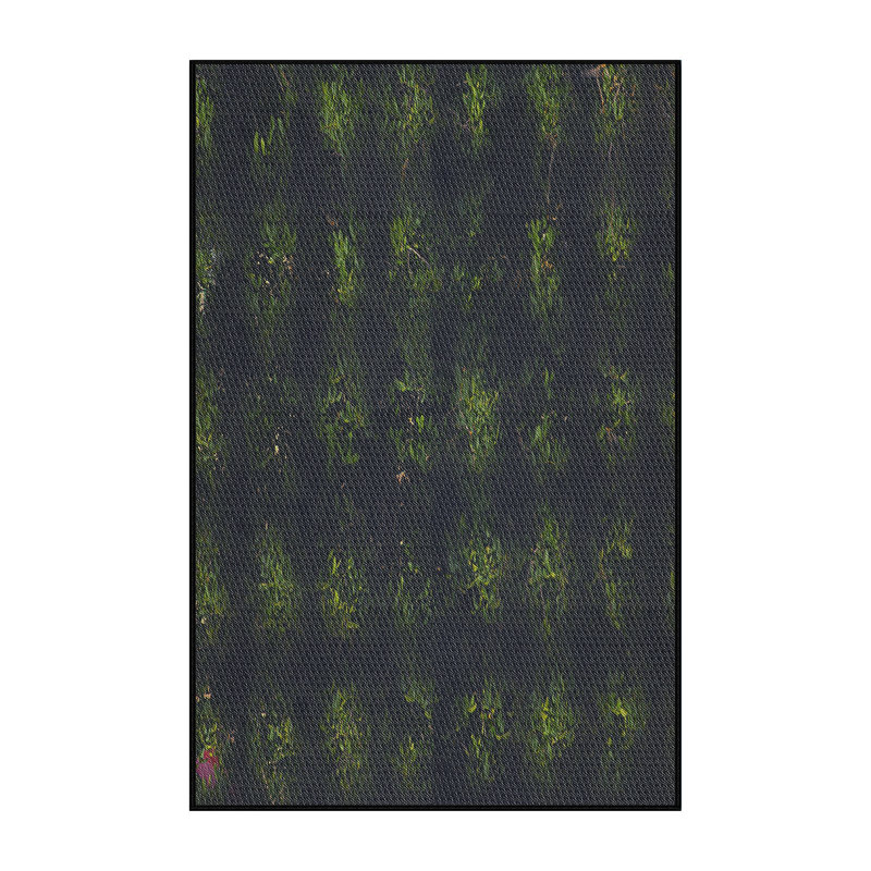 Laine tissée à la machine abstraite et polyester noir/vert Tapis décoratif, Rectangle 7 pi x 10 pi