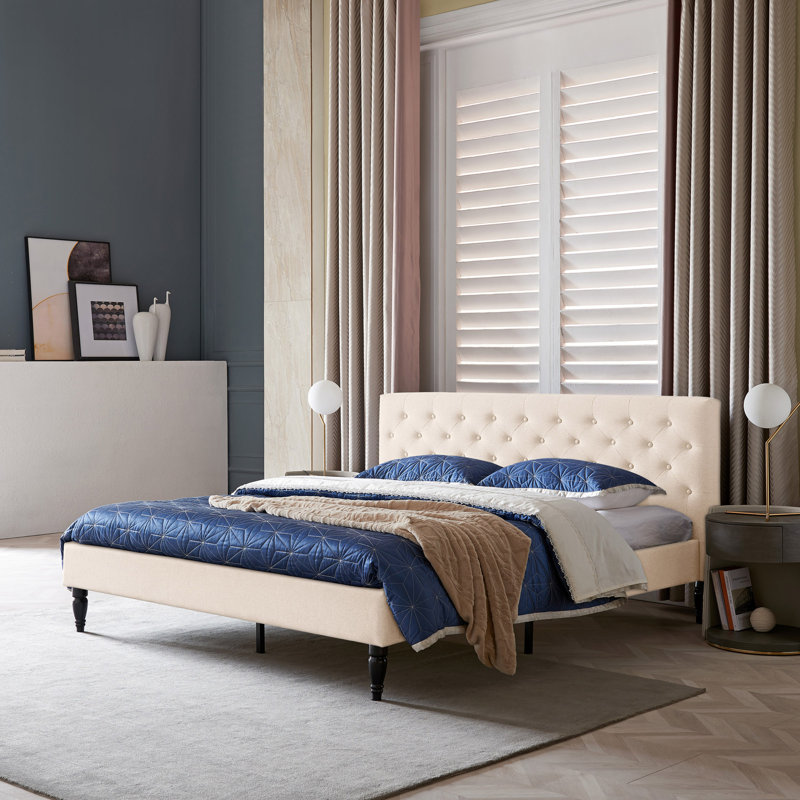 Lit de style contemporain KING SIZE UPHOLSTERY BED, Beige