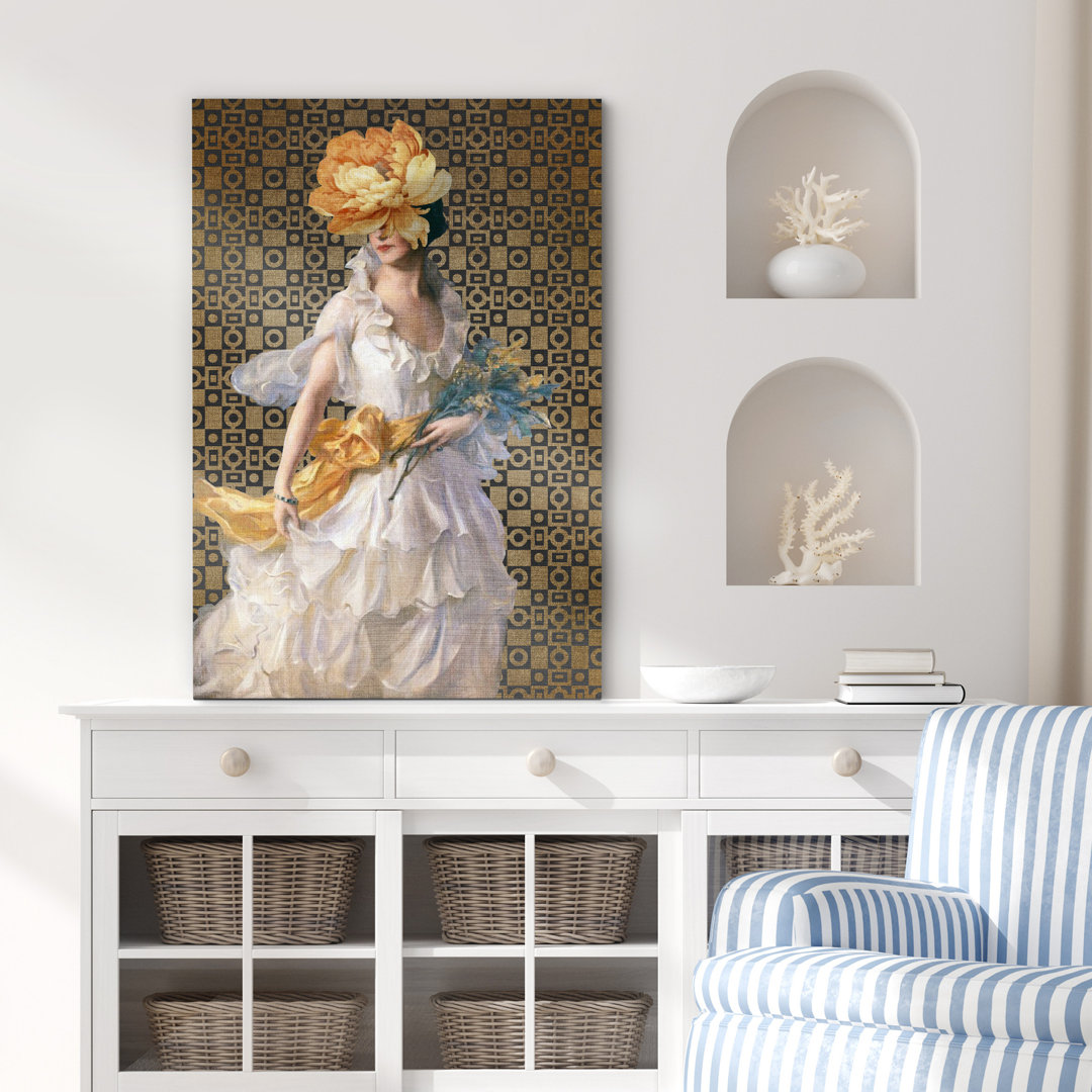 Altered Classical Portraits Idea4Wall Print Wall Art Vintage Fine Art Classic Wedding Dress Flower Woman Nature People Illustrations Pop Art Decorative Element Bohemian Chic For Living Room, Bedroom, Office IDEA4WALL 