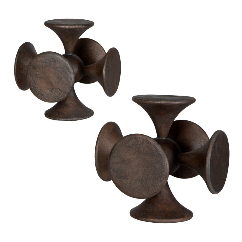 Balanced Harmony Dark Wooden Sculptures, Set/2