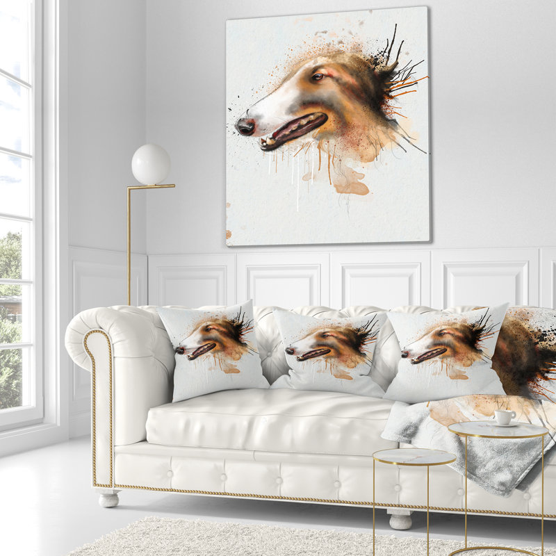 Portrait d'un chien brun - aquarelle, 16 po x 1 po, Coussin décoratif