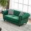 Canapé en tissu d'ameublement en velours de 67 po avec accoudoirs roulés et têtes de clous Chesterfield 67 po, canapé rembourré de style Mid-Century, canapé 2 places pour salon, bureau, appartement, vert-1391388598-1391388599