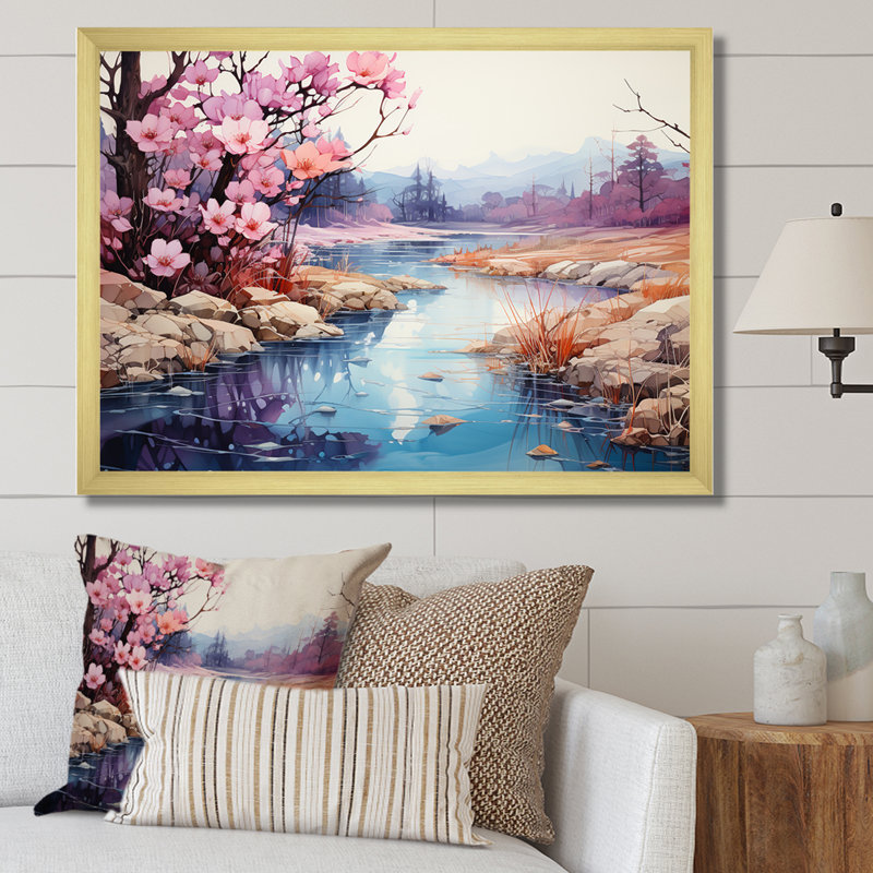 Impression sur toile «Al tranquillité» - campagne, Cadre doré simple, H 30 po x l 40 po